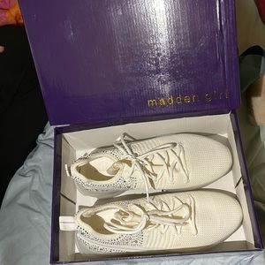 Madden Girl Sneakers. White with silver jewels. New without tags. Size 10